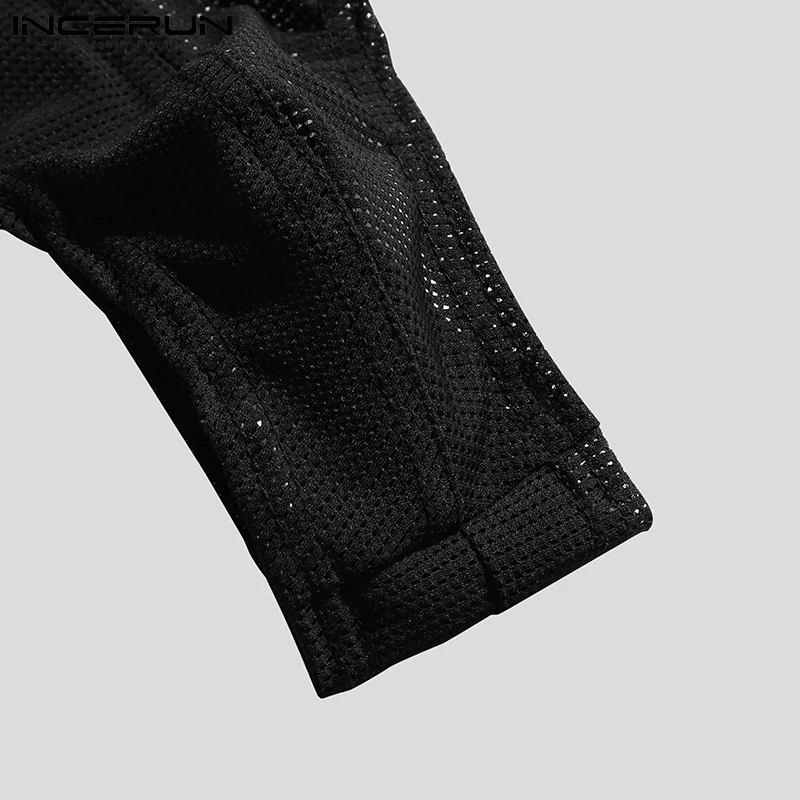 INCERUN 2022 New Men Splicing Onesies Comfortable Homewear  Sexy Casual Male All-match Breathable Mesh Sleeveless Bodysuit S-5XL