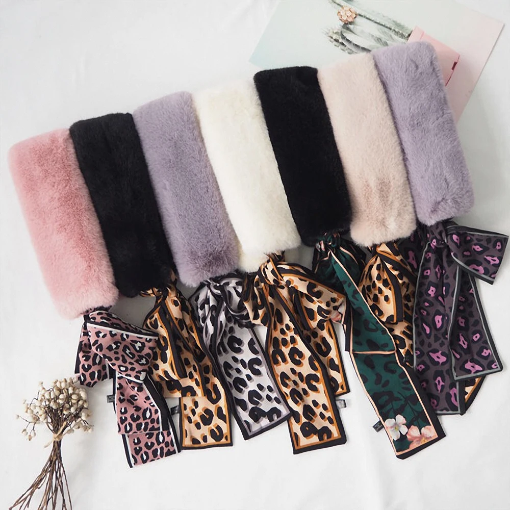 Воротник из искусственного кроличьего меха утеплитель для женщин и девочек