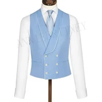 latest coat pant designs light blue mens vest double breasted suit vests shawl lapel waistcoat slim fit sleeveless coat tuxedo