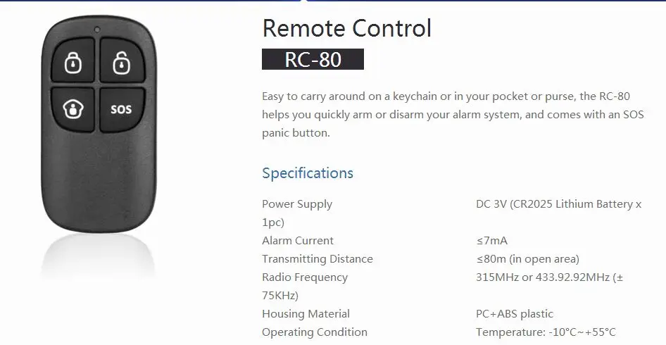 

Wirelss Remote Control which with Chuango alarm system