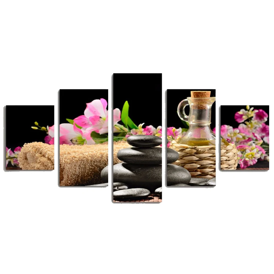 5 панель SPA цветок и камень рамки искусство для гостиной домашний декор