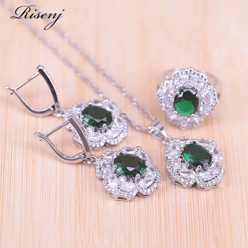 Русский горячая Распродажа стильные серебряные цвета зеленый камень белый