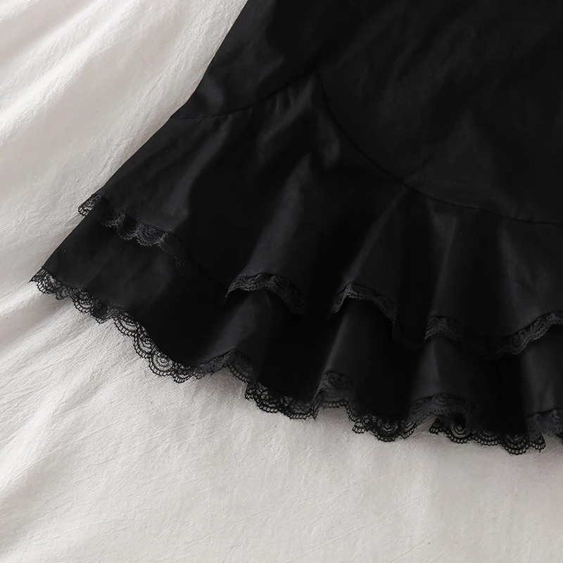 

Skirts Women Black Sexy Club Design Lace Patchwork All-match New Arrival Aesthetic Ins Summer High Waist College Ladies Stylish