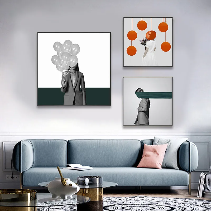 

Nordic Modern Fashion Figure Black White Girl Wall Art Canvas Painting Poster Picture Print For Living Room Home Office Decor