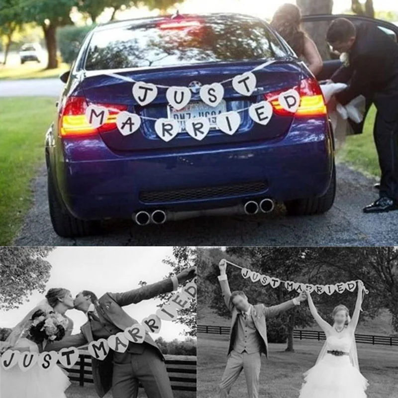 Высокое качество DIY буквы &quotтолько что женился&quot Свадебные баннеры вечерние