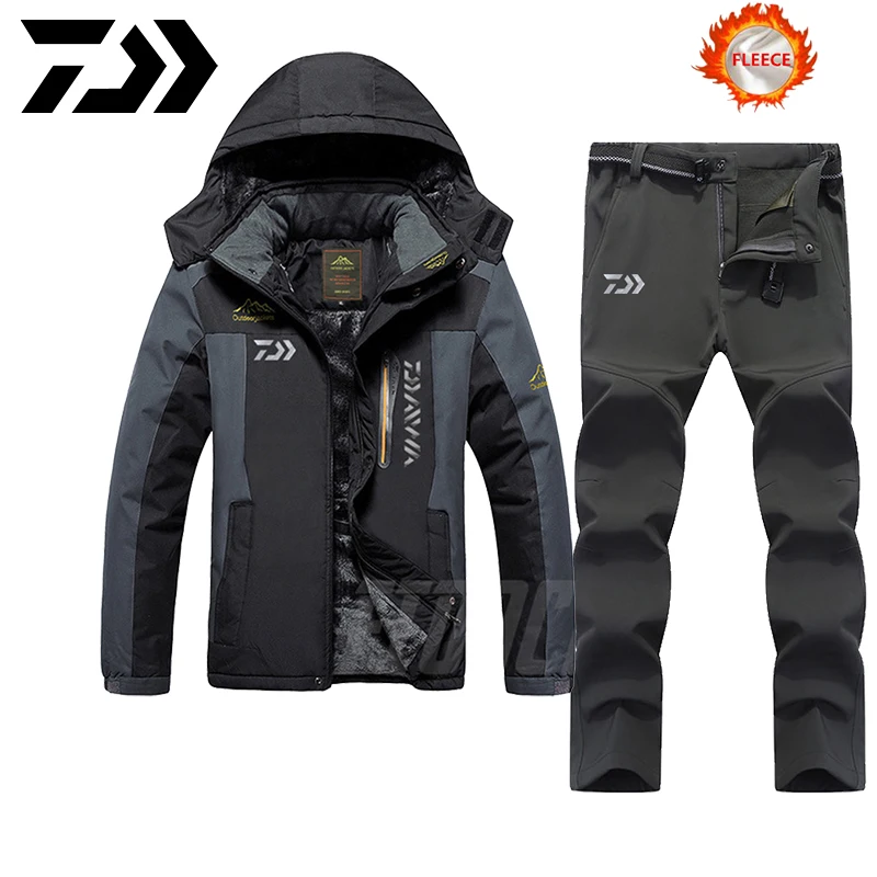 

Daiwa Fishing Clothes Sets Outdoor Fishing Clothing Winter Keep Warm Men Fishing Suit Waterproof Fishing Jacket Plus Velvet Suit
