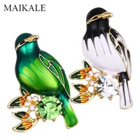 maikale colorful enamel bird brooch pins crystal flowers animal brooches for women shirts suit girls kids bag accessories gifts