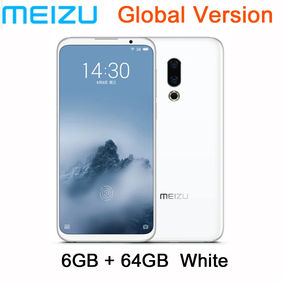 Глобальная версия Meizu 16, 6,0 дюйма, FHD, полный экран, двойная камера заднего вида, 3060 мА/ч, аккумулятор Snapdragon 845, четыре ядра, камера 20 МП, gps - Цвет: 6G 64G-White-Global