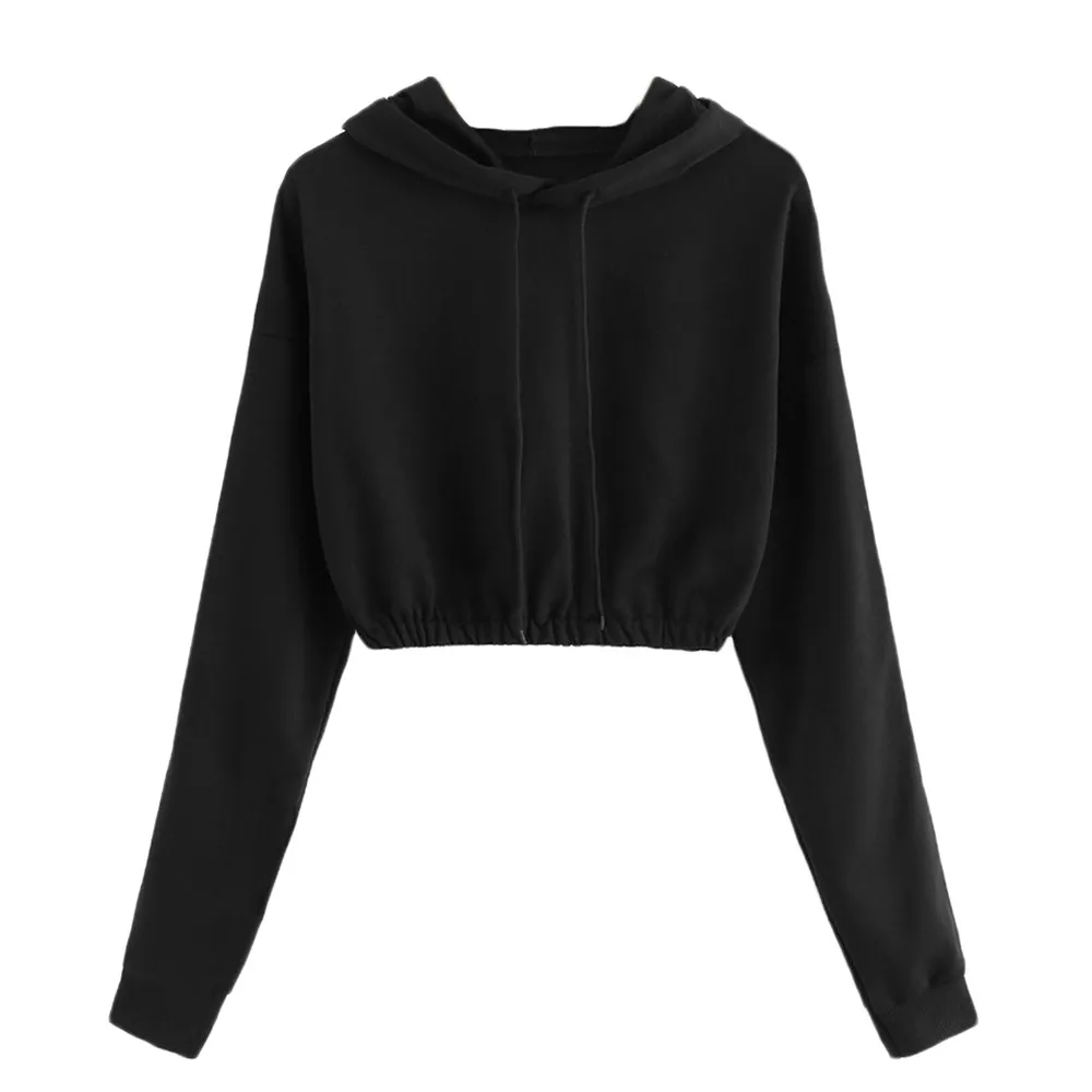 JAYCOSIN новая короткая женская однотонная полосатая толстовка с капюшоном