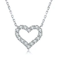 5a zirconia heart shape pendant necklace fashion bride wedding necklace for women classic silver color zircon stone jewelry