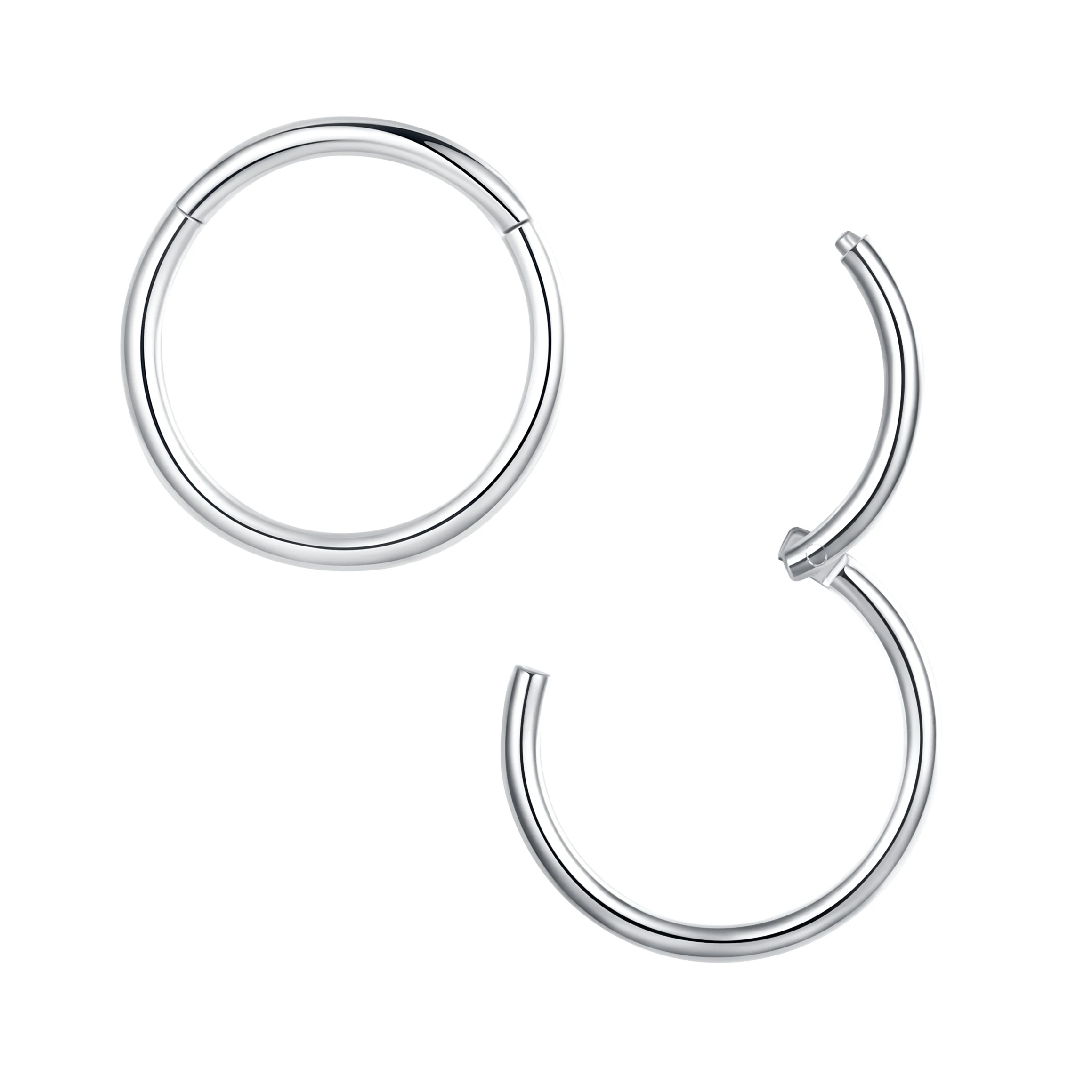 Silver Шарнирная перегородка кликер сегмент носа кольцо губы уха хряща Daith пирсинг ювелирные изделия 20 г 18 г 16 г 14 г 12 г 316l хирургическая сталь - Окраска металла: Silver