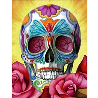 full squareround drill 5d diy diamond painting colorful skull 3d rhinestone embroidery cross stitch 5d home decor gift