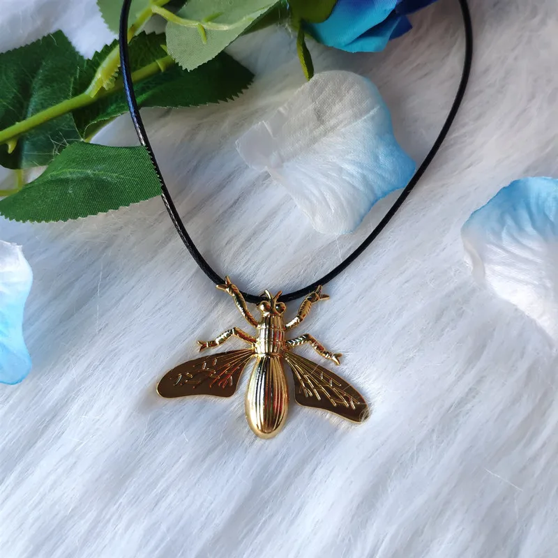 Женская Длинная подвеска в виде насекомого золотистого цвета|Ожерелья с