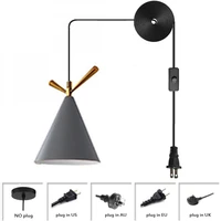 gray pendant light plug in cord kitchen island hanging light small pendant lighting fixture with metal cone shade