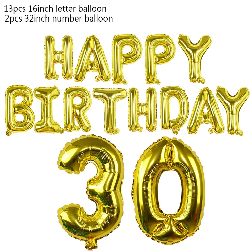 1 Набор С Днем Рождения украшения для вечеринки золотые серебряные буквы цифры