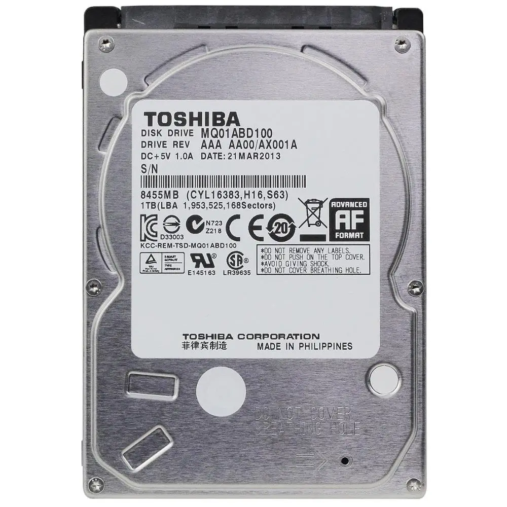 Внутренний жесткий диск для ноутбука TOSHIBA 1000 ГБ 2 5 дюйма SATA2 на ТБ 1 ГБ/сек. 2/8 Мб 5400