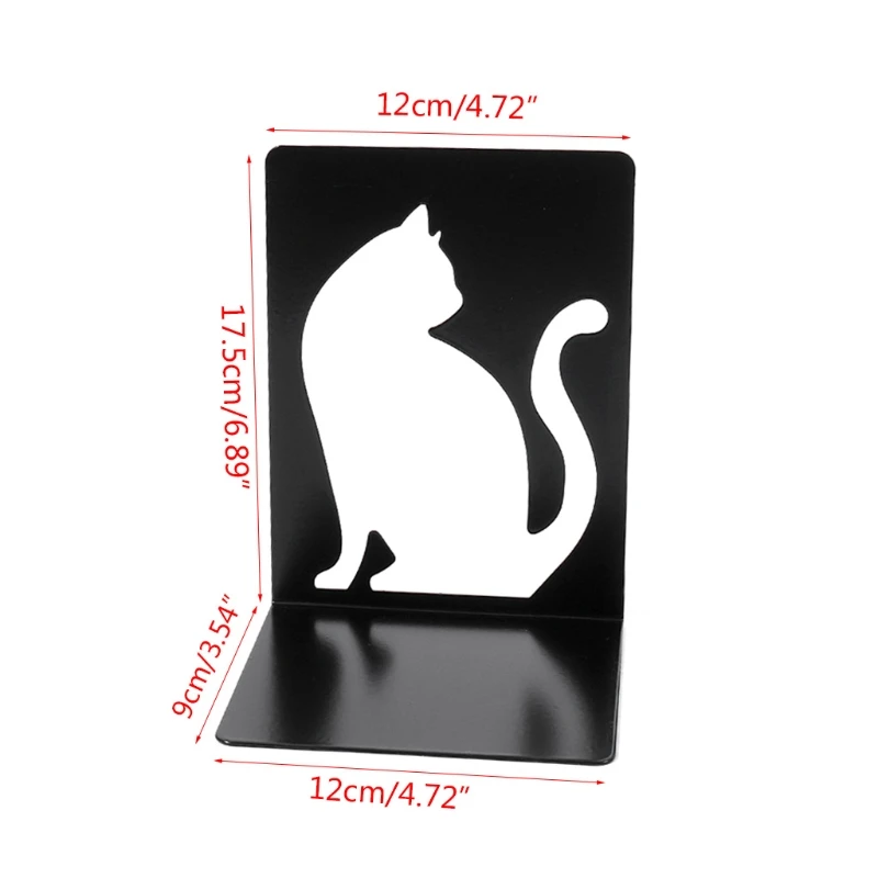

2 Pcs Decorative Iron Bookend Book Holder Creative Hollow-out Cat Magazine Stand Desk Organizer Holder Gift for student