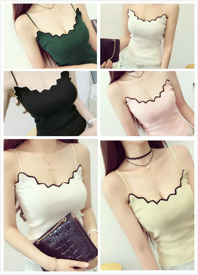 Майка женская шифоновая с кружевной отделкой пикантный Повседневный однотонный