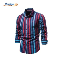 covrlge mens shirts casual stripes multicolor business self cultivation fashion quality all match cotton new clothing mcl323