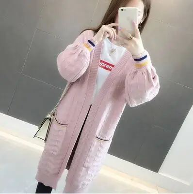 pink Женские длинные кардиганы осень зима стежка пончо вязаный свитер женский большого размера шаль накидка свитер NS4400 - Цвет: pink