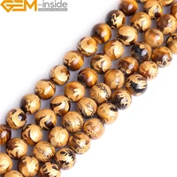 10 14mm natural gold carved dragon turtle tigers phoenix yellow tiger eye beads for jewelry making 15 diy father gift