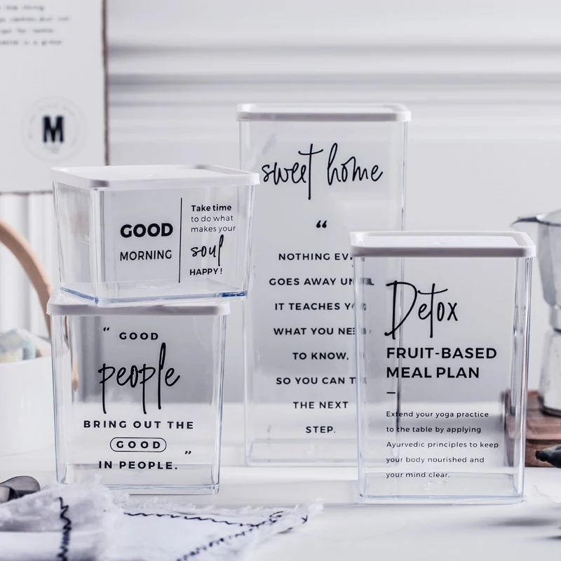 Пластиковая коробка для хранения зерен банка чая кофейных закусок бутылка