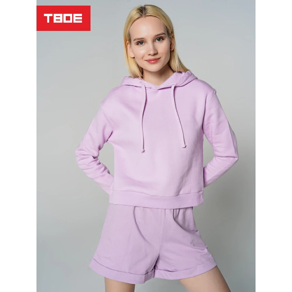 Толстовка с капюшоном TBOE женская 88% хлопок 12% полиэстер цвет сиреневый | Женская