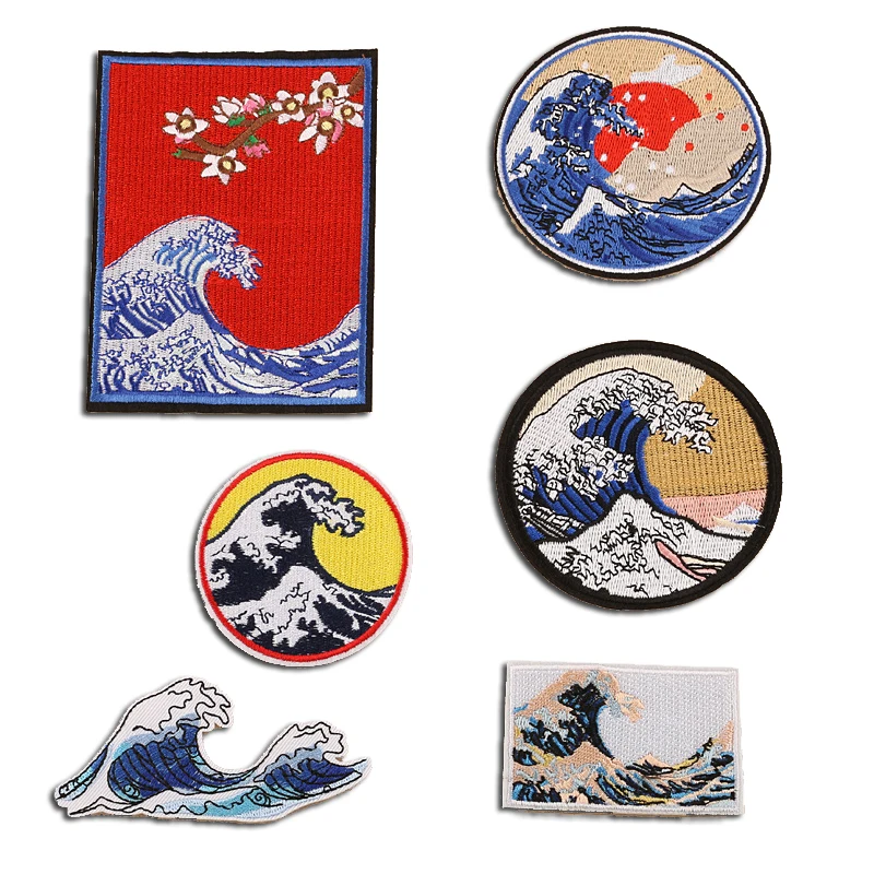 Японский укиё-э канагава круглый значок для серфинга вышитые нашивки одежды