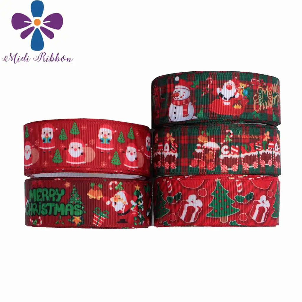 

16mm-75mm Merry Christmas Series Tree Snowman Printed Grosgrain/Foe Ribbon DIY Hair Bowknots Gift Packing 50yards/roll