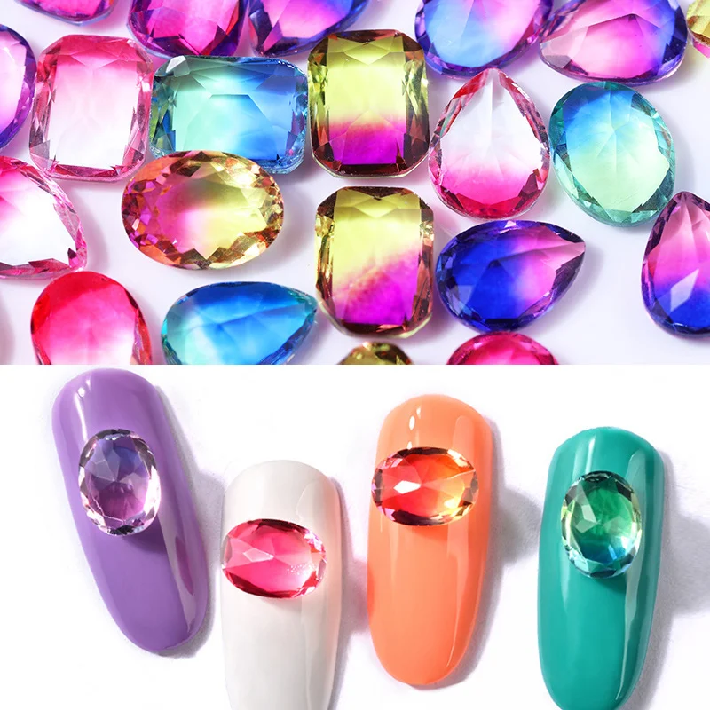 Мигающие Красочные Стразы для ногтей стеклянные сверла смешанные неправильные