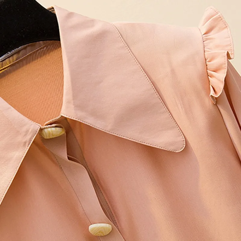 

Plus Size Women Long Sleeve Casual Shirts New Arrival 2021 Korean Style Solid Color All-match Office Ladies Elegant Tops W296