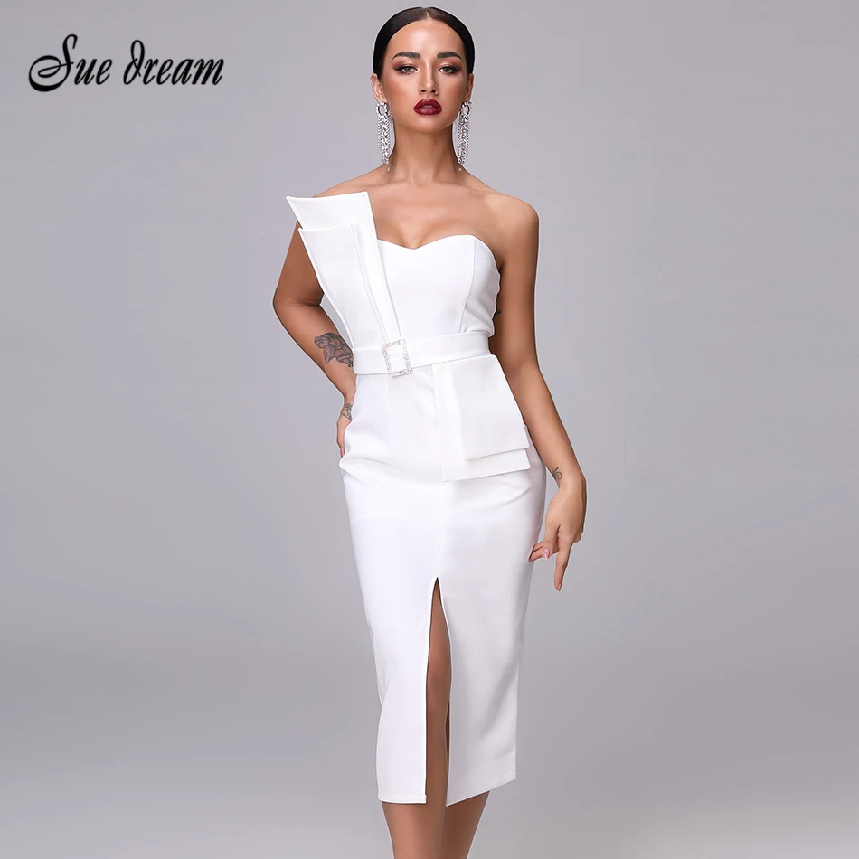 2021 летнее новое женское белое сексуальное элегантное платье средней длины