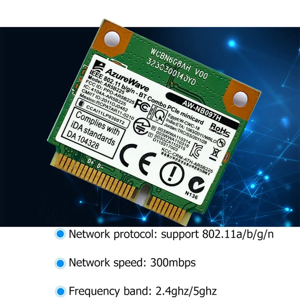 AR5B225 Mini PCIe 300M + Bluetooth 4 0 WLAN Wi-Fi беспроводная сетевая карта для настольного
