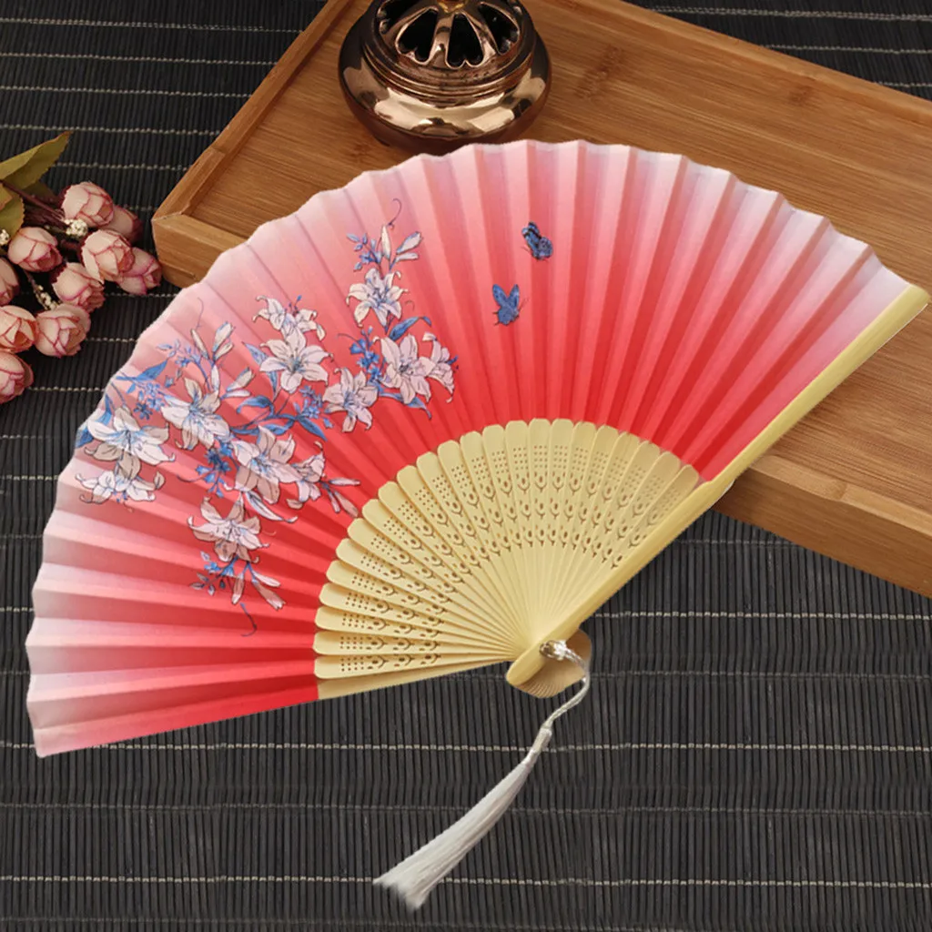 

2021top home decor Folding Fans Handheld Fans Bamboo Fans Women's Hollowed Bamboo Hand Holding Fan