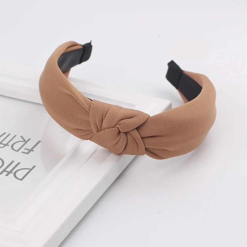 Зимний ободок сплошной цвет ткань повязка на волосы с крестиком голову для