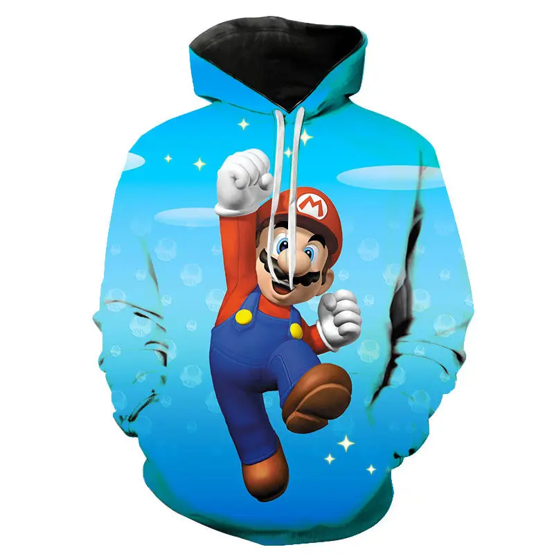 

Spring funny animation 3D printing Mario hoodie fashion casual sportswear men's and women's tops children's sweatshirts