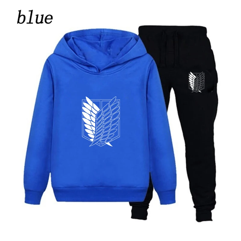

2-15Y child Janpanese Anime printing Hoodie + Pants Boy Girl 2 Piece Set Children Sweatshirt Children Set Kids Clothes Streetwea