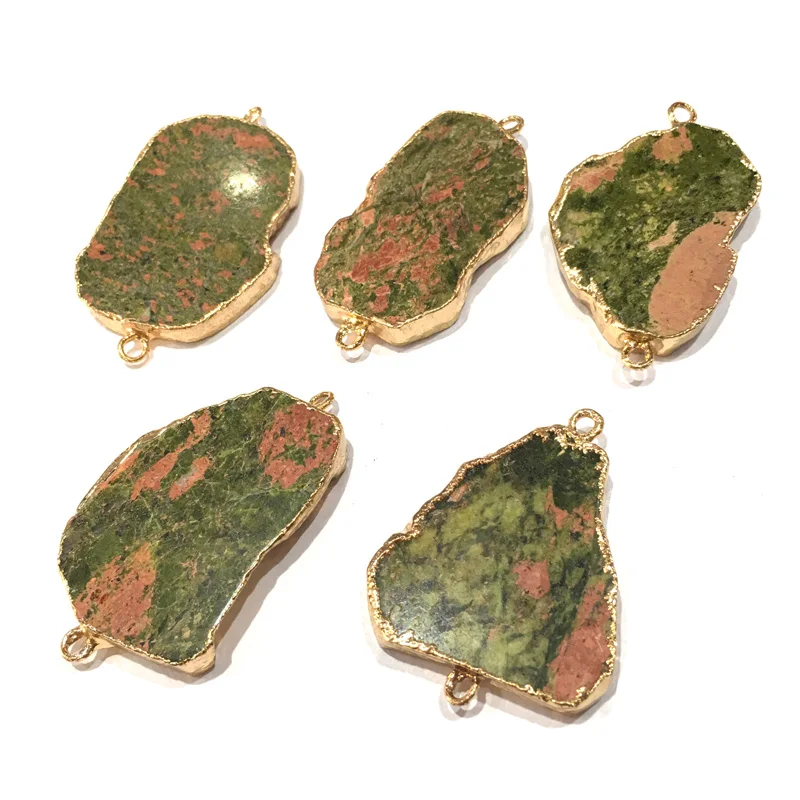 Натуральный камень Подвеска с лицевой обработкой, неправильной формы, соединитель с двойным отверстием для создания украшений, самодельное ожерелье, аксессуары Размер 35x50 мм.