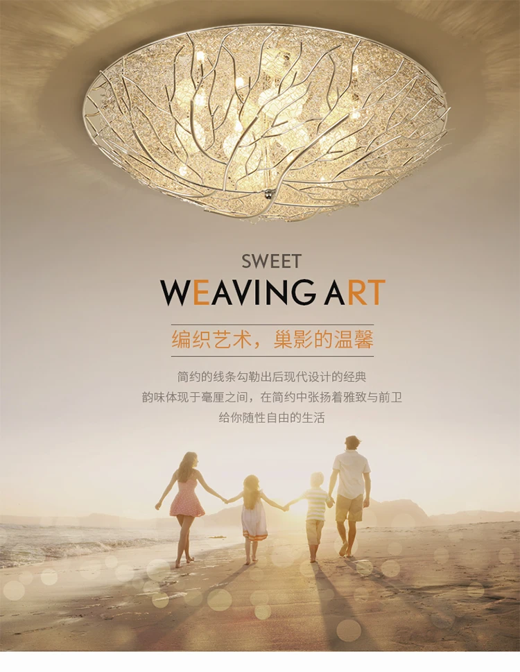 Aluminum Bird Nest Ceiling Lamp Round Handmade Mediterranean Conference Romantic Living Room Bedroom Study Terrace Creative
