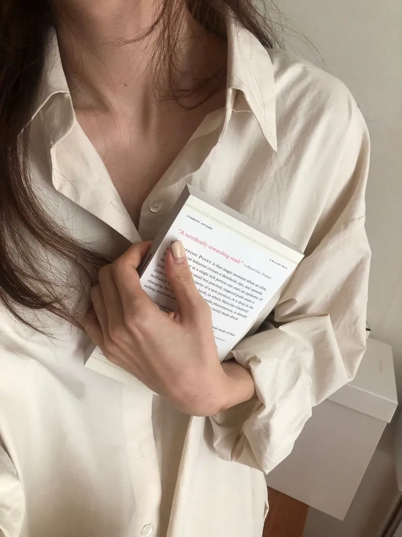 

Spring and summer new Muse dress Korea standard length big shirt cardigan dress