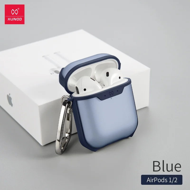 Xundd чехол для наушников для Apple AirPods 1/2 пластиковый матовый чехол+ ТПУ Рамка беспроводные Bluetooth наушники AirPods чехол Аксессуары - Цвет: Синий