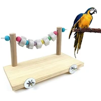 bird swing toy stone wood grinding bird swing perch playstand with chewing beads cage sleeping stand play toys for budgie birds