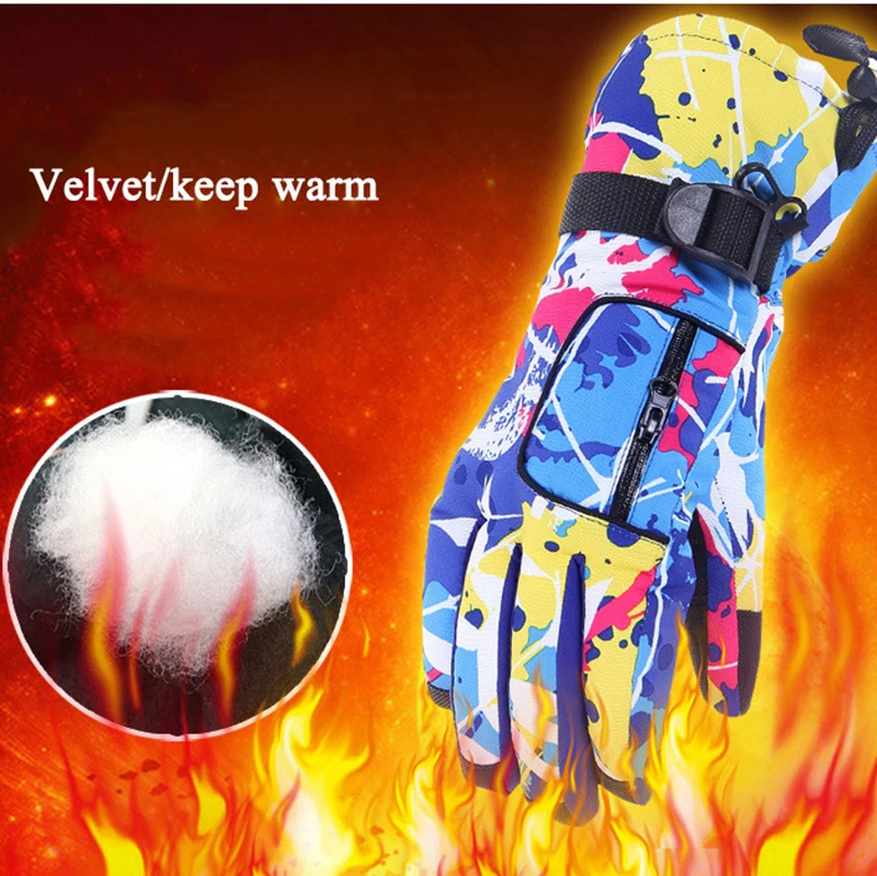 Зимние теплые лыжные перчатки спортивные водонепроницаемые ветрозащитные
