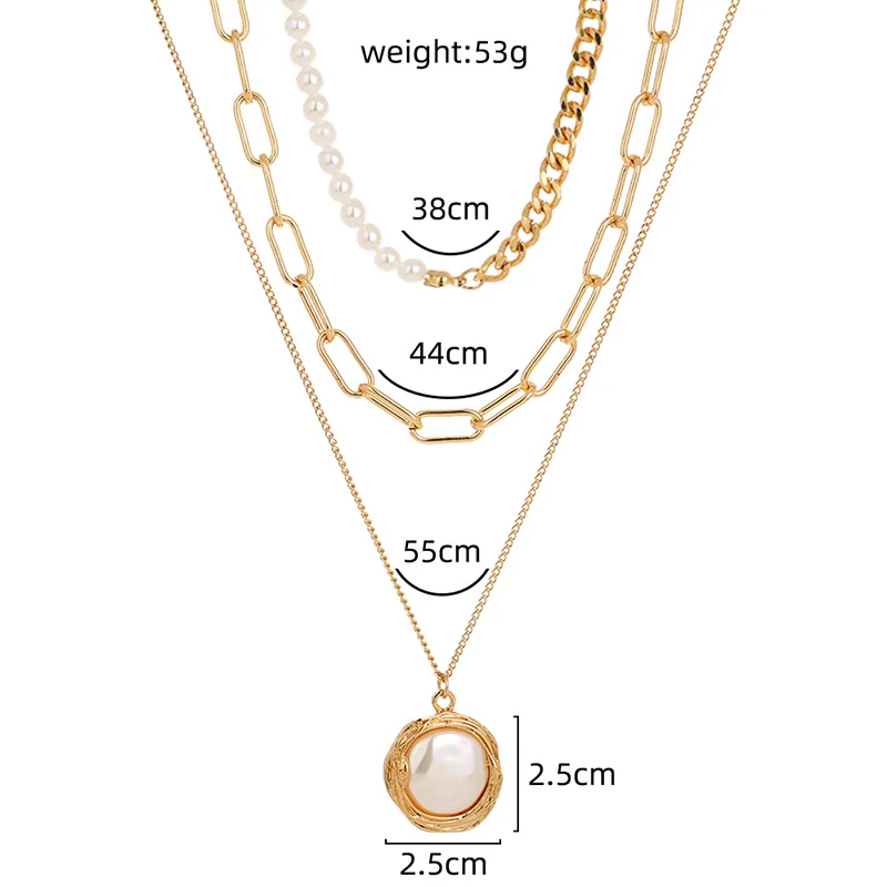 

Jewelry on the neck pure white imitation flat pearl stitching necklace multi-layer lattice chain necklace Pendants and necklaces