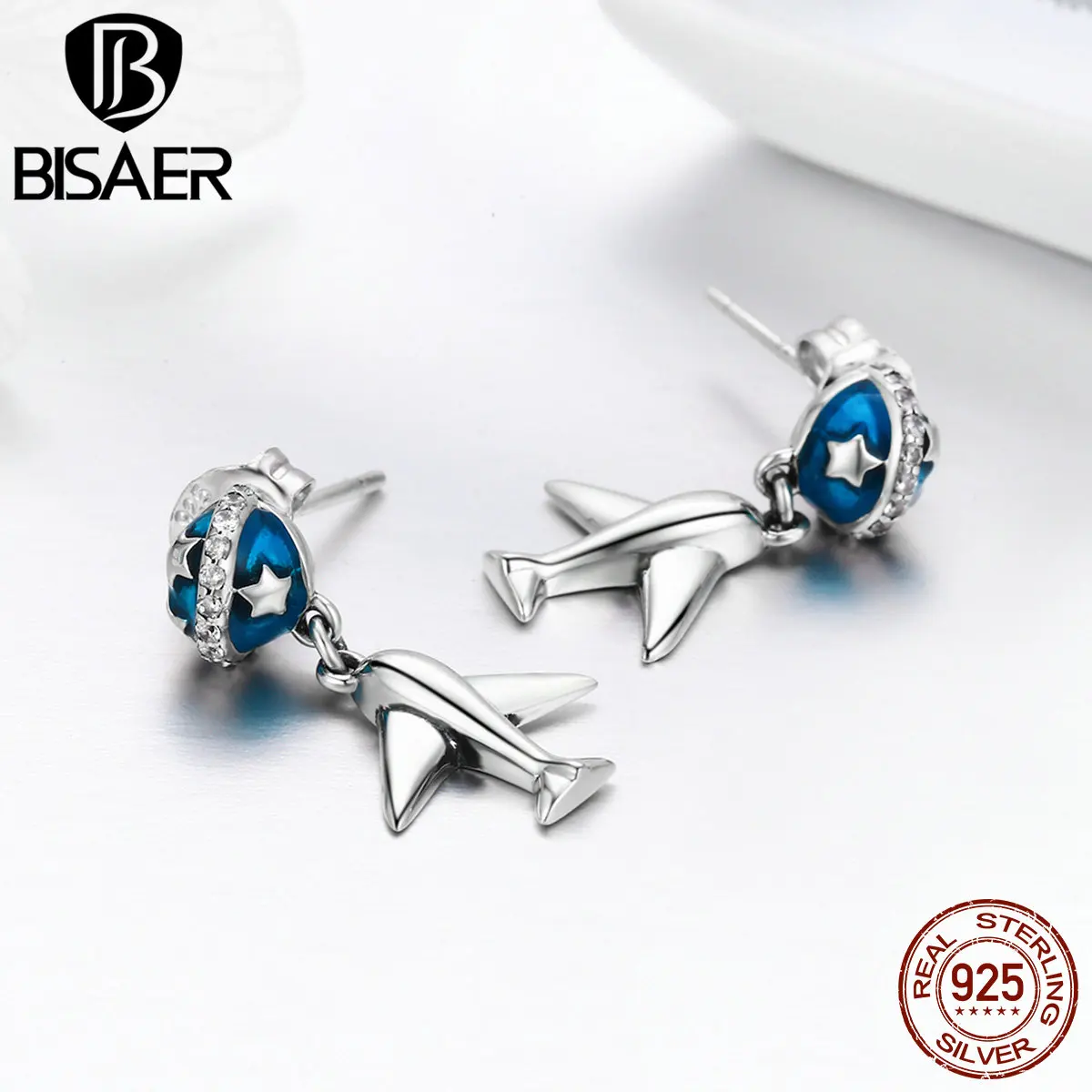 BISAER, распродажа, 925 пробы, серебряные серьги-гвоздики для женщин, ювелирные изделия из стерлингового серебра, бижутерия GXE331