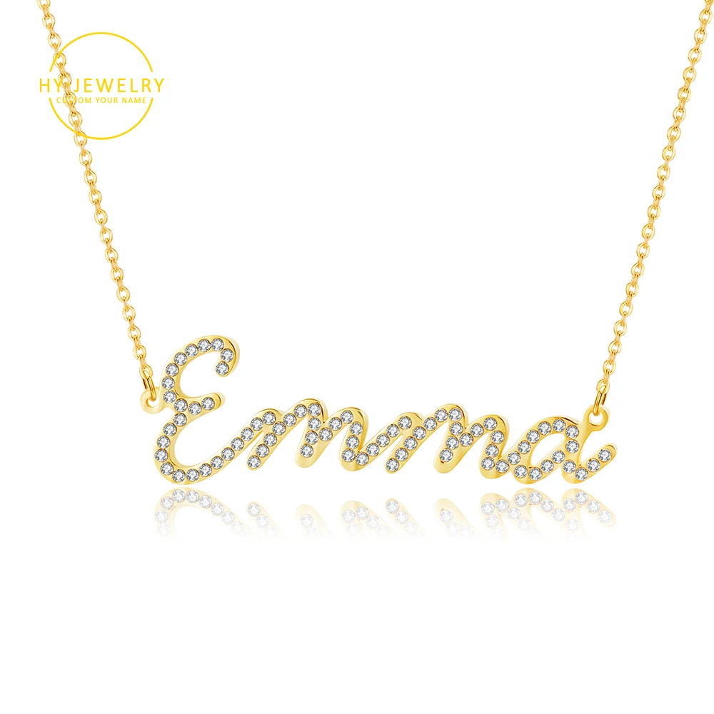

Индивидуальное ожерелье со сверкающим именем, золотое ожерелье из нержавеющей стали с фианитом, украшение с именем, украшения, ожерелья на ...