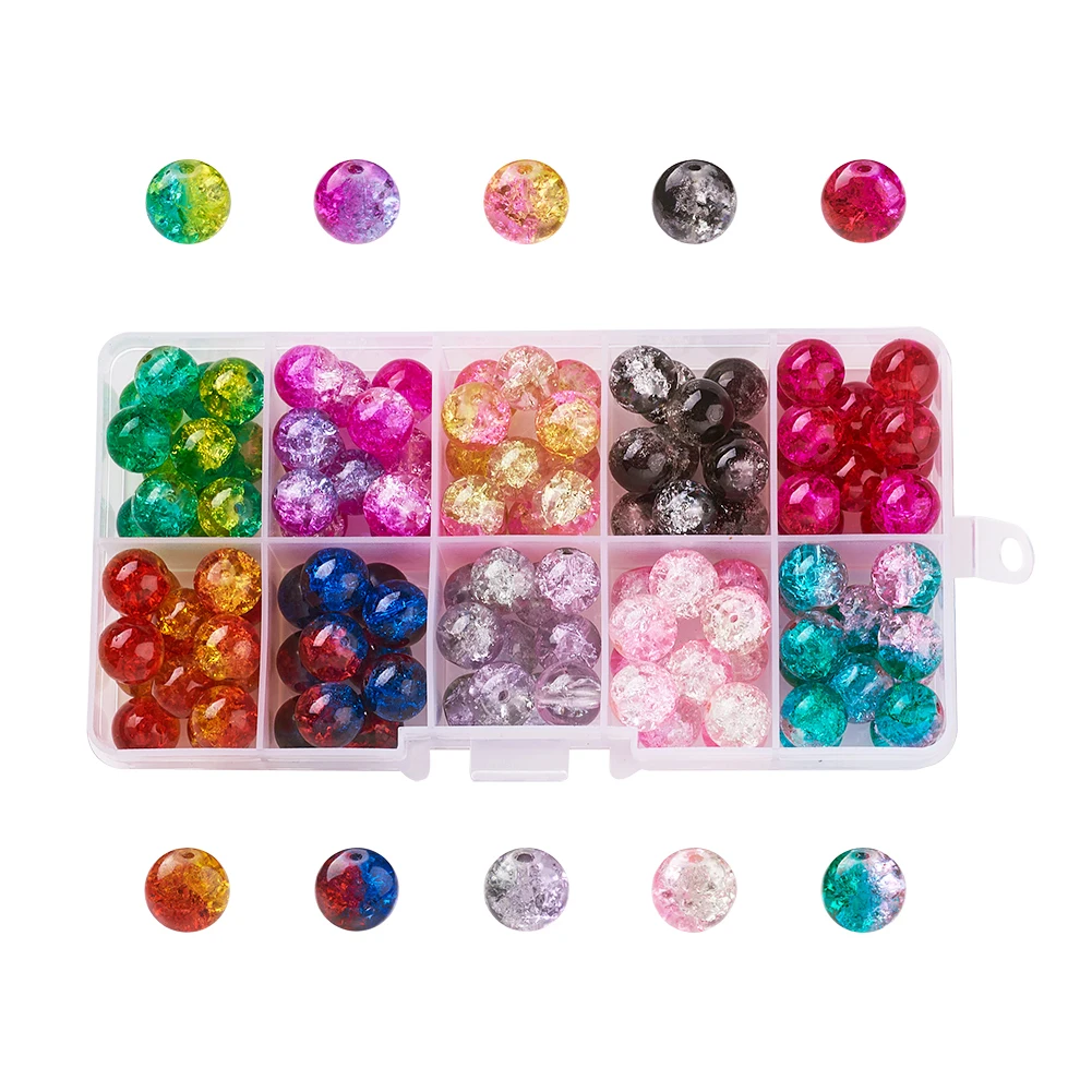 

pandahall 4mm 6mm 8mm 10mm Cracked Bead Round Loose Spacer Crackle Glass Beads for Jewelry DIY Bracelet Necklace Making Colorful