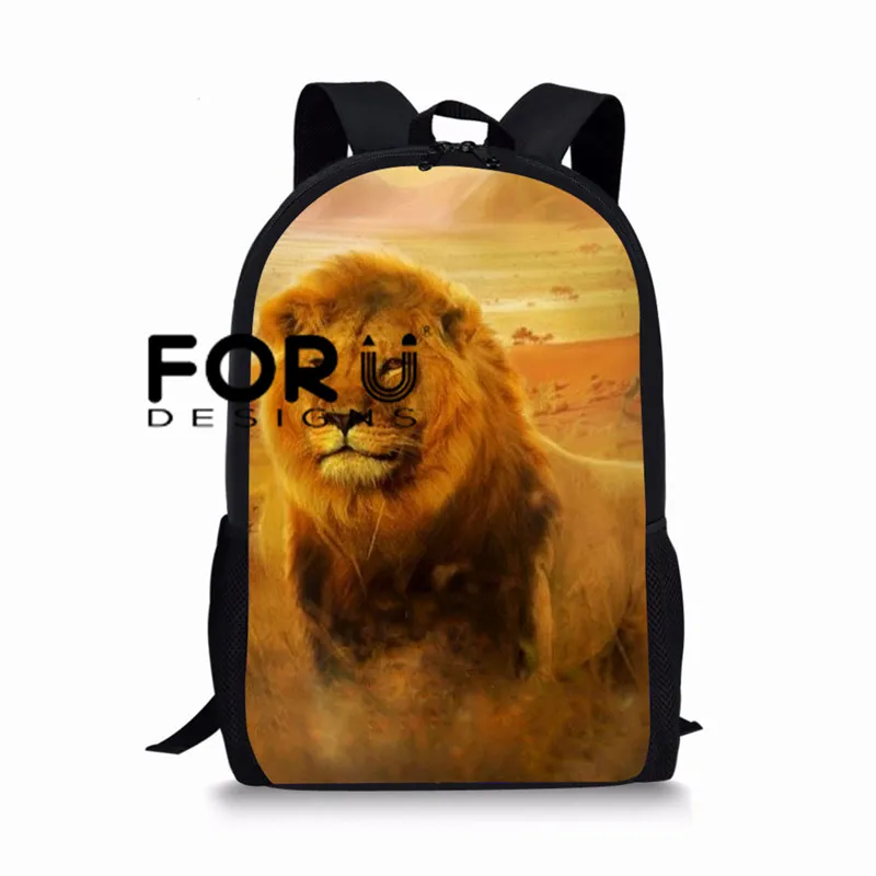L5447C FORUDESIGNS/Школьный рюкзак с принтом «Король Лев» для мальчиков, повседневный мужской рюкзак для подростков, винтажная сумка с рисунком, 16 дюймов, Детская сумка - Цвет: L5447C