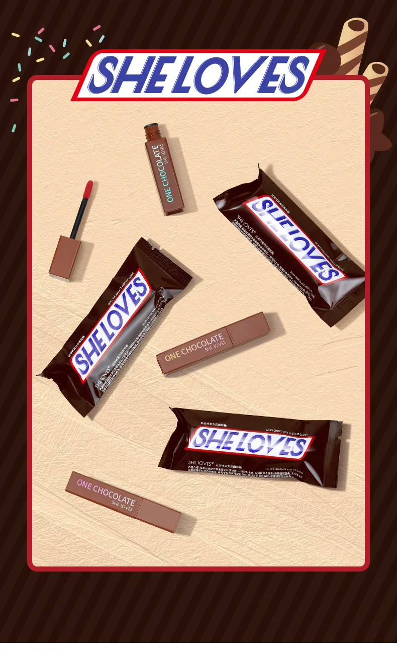 

Chocolate Lip Gloss 1PCS Liquid Lipstick Waterproof Long Lasting Moisturizing Lipstick Lip Tint Cosmetics TSLM2