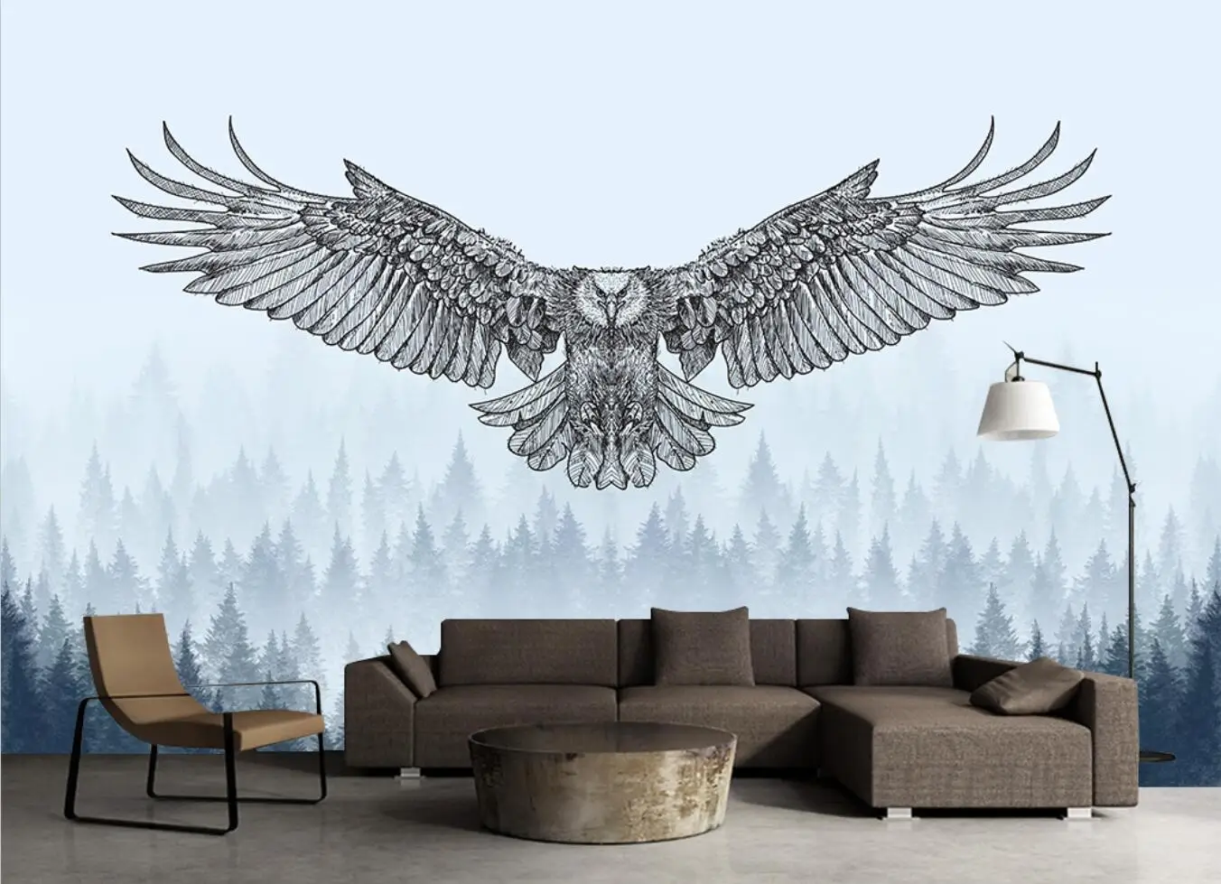 Custom wallpaper hand painted forest eagle background wall painting home decoration living room bedroom 3d wallpaper murals